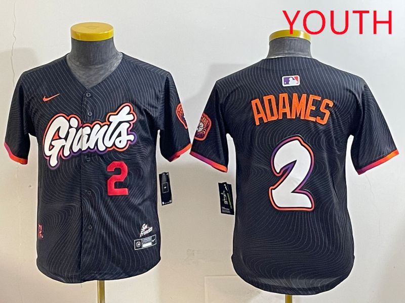 Youth San Francisco Giants #2 Adames Black Joint Name 2025 Nike MLB Jersey style 2
